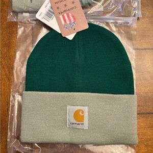 Carhartt Forest Green and Light Gray Beanie